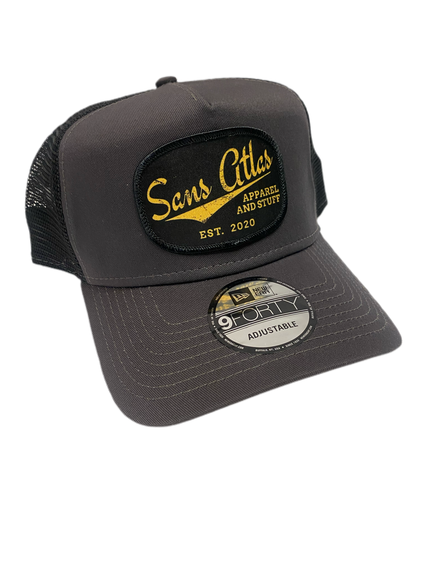 Sans Atlas patch hat - Charcoal NE 9FORTY Trucker