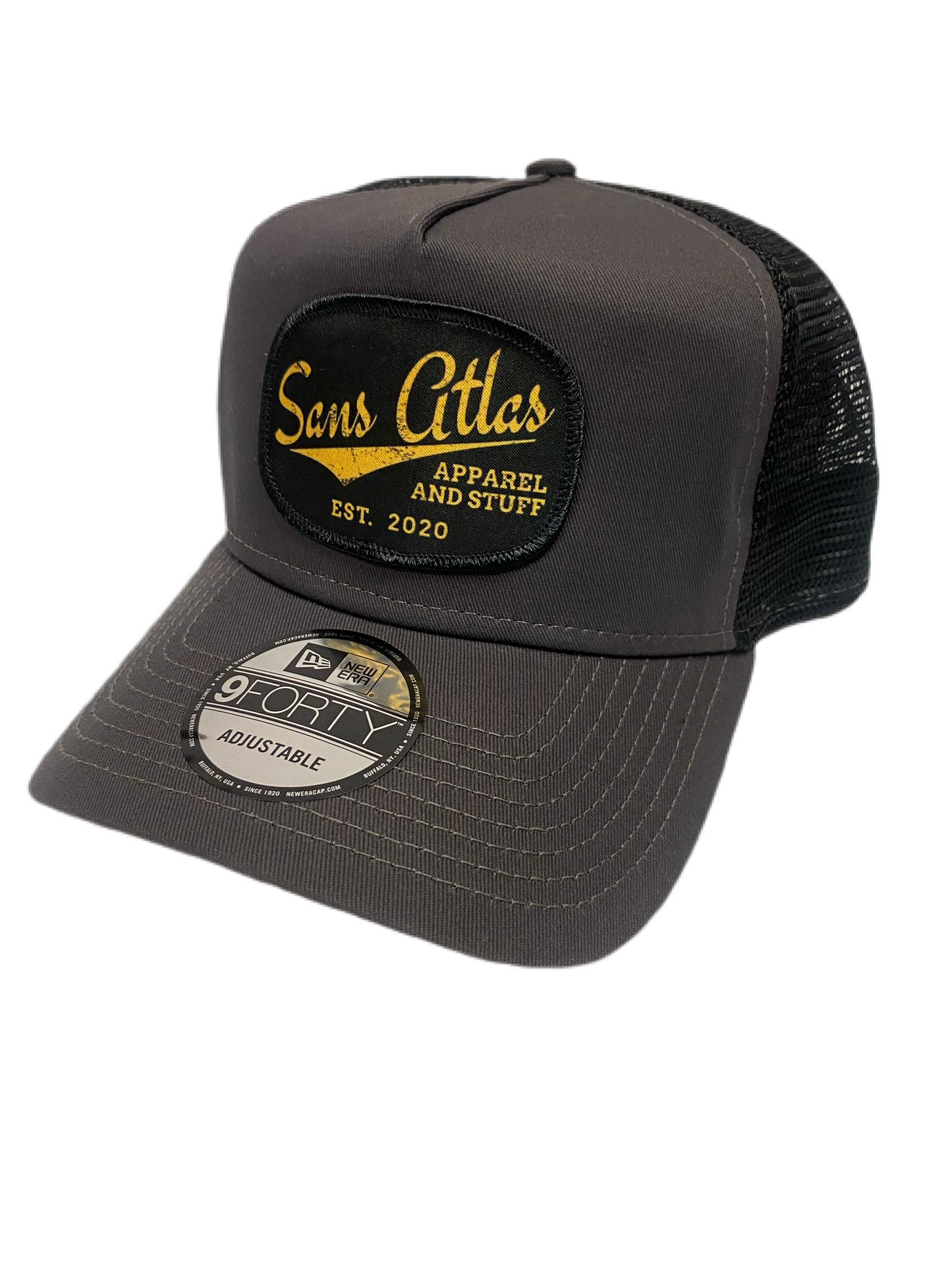 Sans Atlas patch hat - Charcoal NE 9FORTY Trucker