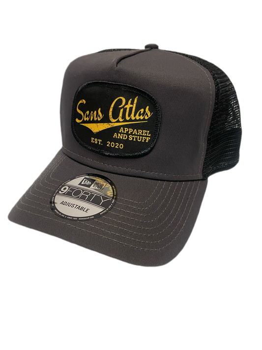 Sans Atlas patch hat - Charcoal NE 9FORTY Trucker